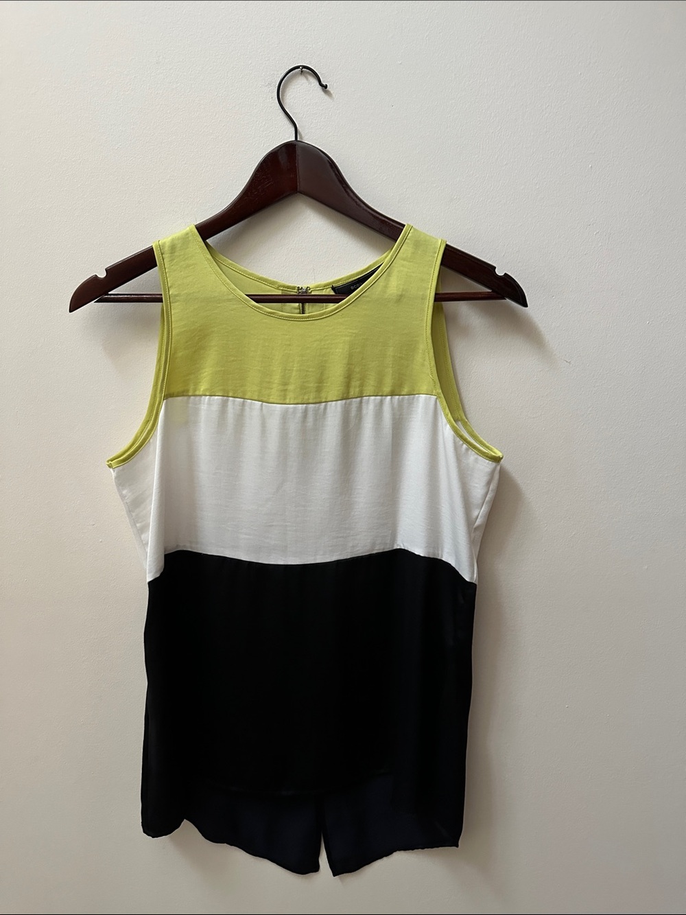 BCBGMaxAzria Lime, White & Black Colorblock Sleeveless Top